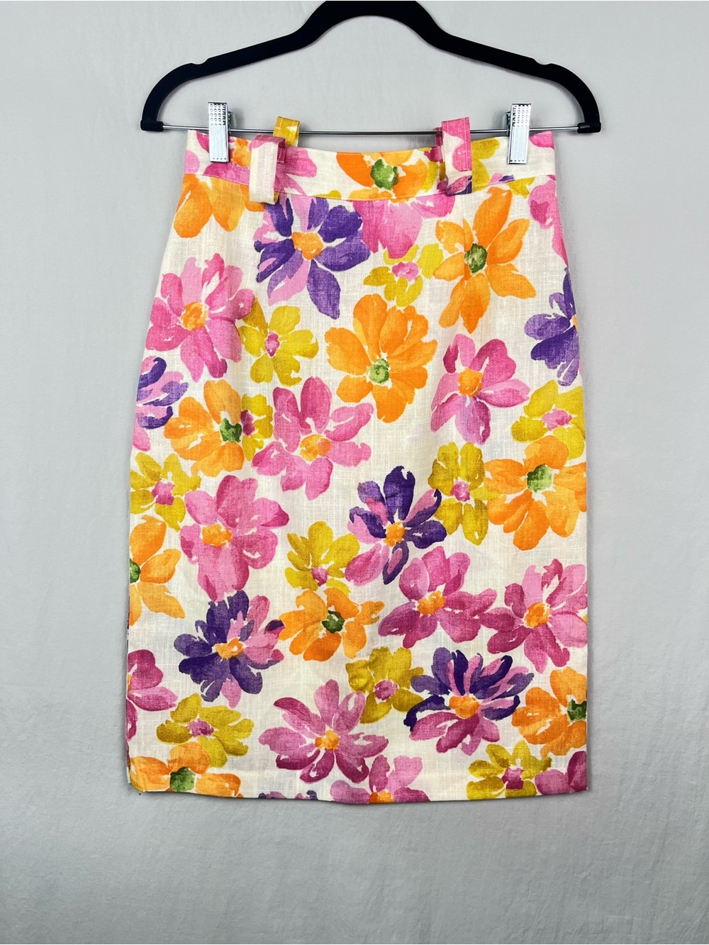 Vintage Floral Watercolor Pencil Skirt NWT 80s 90s Artsy Cottagecore Dopamine